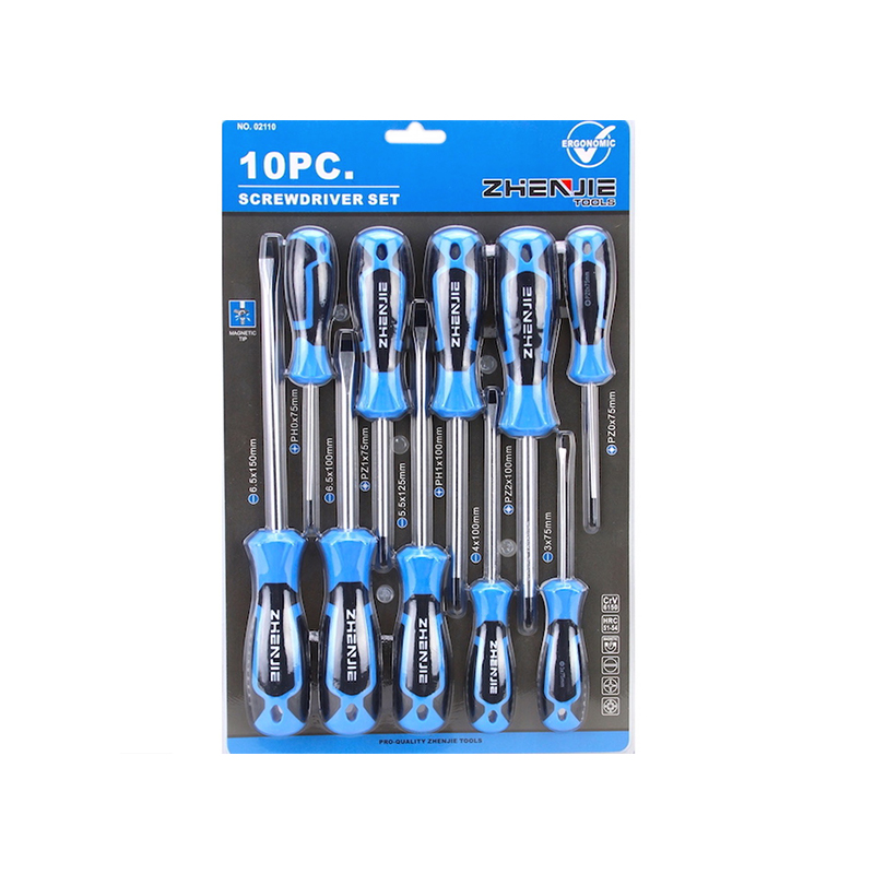 10 ชิ้นออกแบบตามหลักสรีรศาสตร์จับ Slotted Phillips Pozidriv ไขควง ชุด