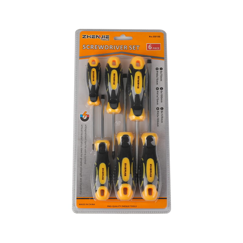 6 ชิ้น Magneticized Tip Slotted & Phillips CRV ไขควง ชุด