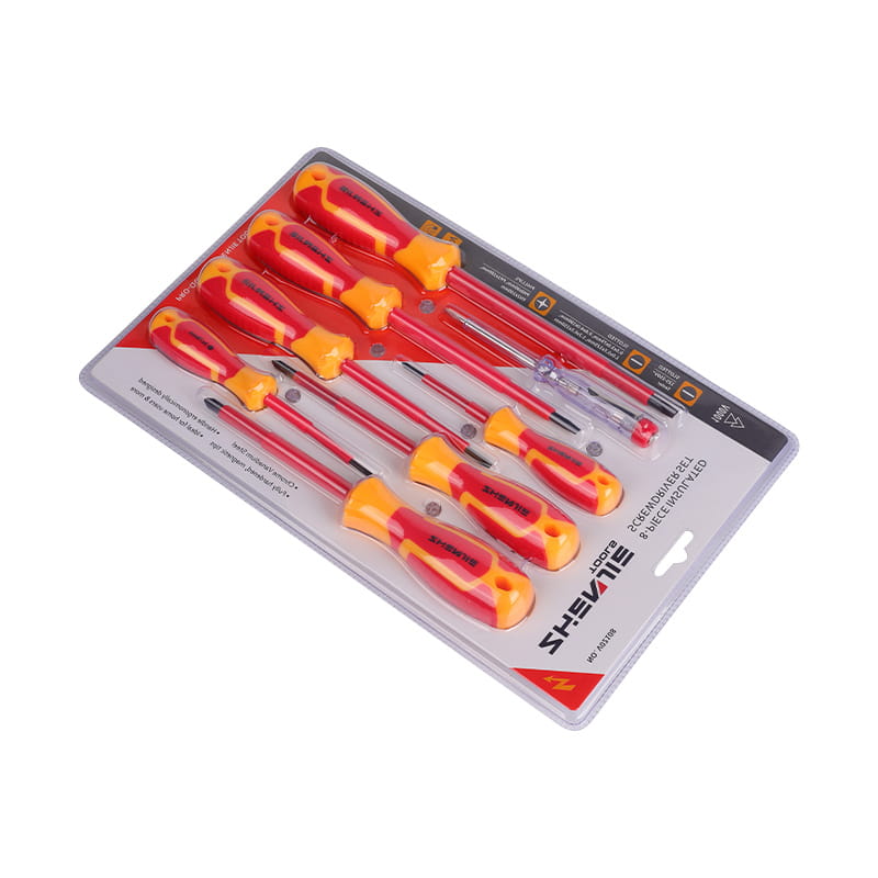 8 ชิ้นชุดไขควง Slotted Phillips หุ้มฉนวน