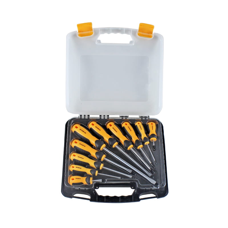 10 ชิ้นกล่องพลาสติกบรรจุภัณฑ์ Slotted & Phillips CRV ไขควงชุด