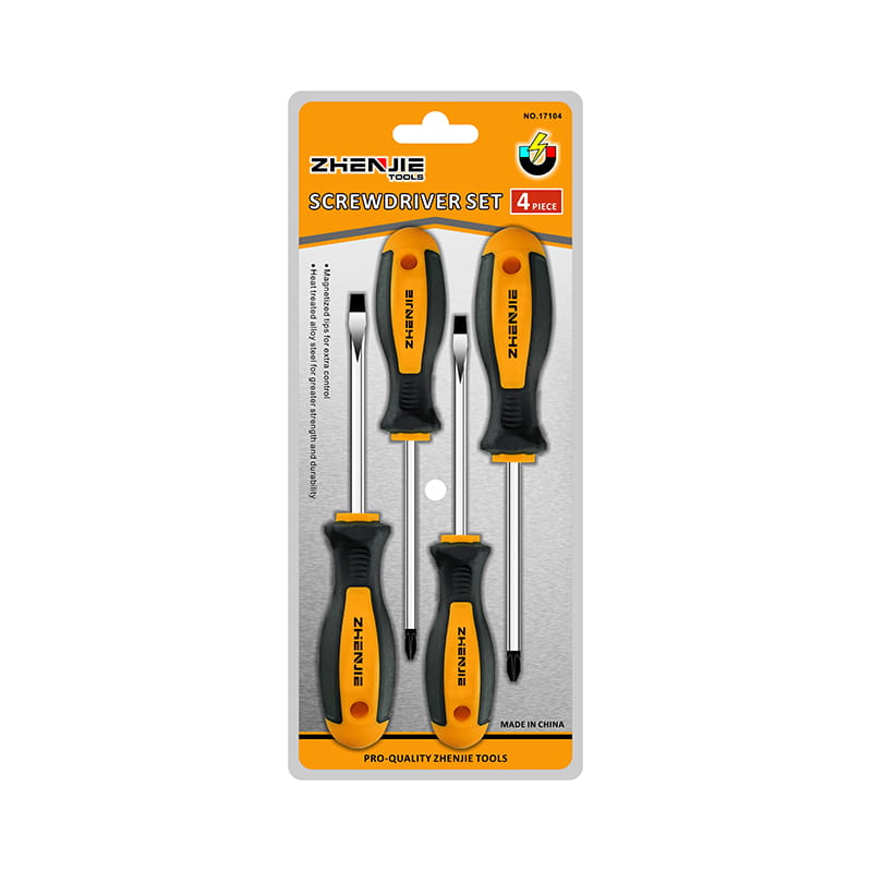 4 ชิ้น Double Blister บรรจุภัณฑ์ Slotted & Phillips CRV ไขควงชุด