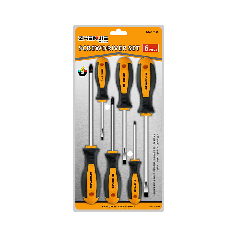 6 ชิ้น Double Blister บรรจุภัณฑ์ Slotted & Phillips CRV ไขควงชุด