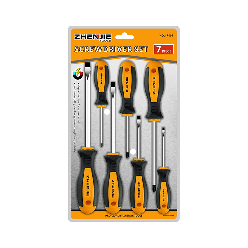 7 ชิ้น Double Blister บรรจุภัณฑ์ Slotted & Phillips CRV ไขควงชุด