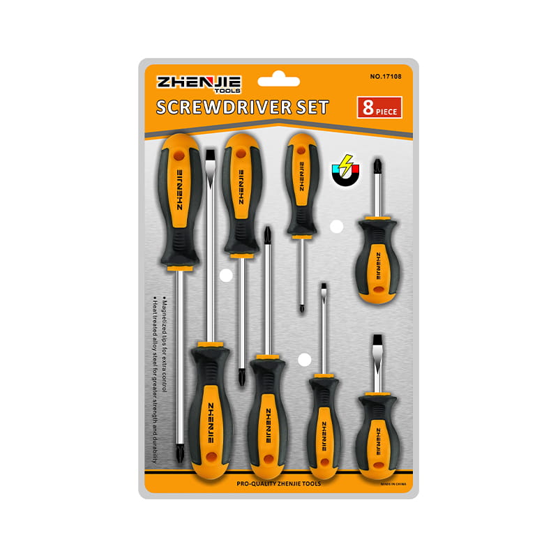 8 ชิ้น Double Blister บรรจุภัณฑ์ Slotted & Phillips CRV ไขควงชุด