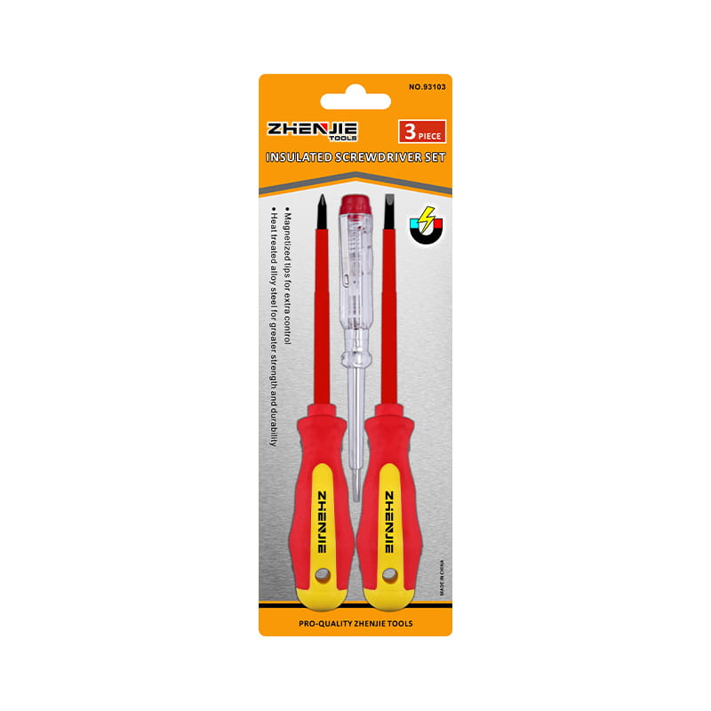 3 ชิ้น Slotted & Phillips Magneticized Tip Insulated ไขควง ชุด
